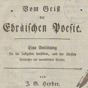 Vom Geist der Ebräischen Poesie : Eine Anleitung für die Liebhaber derselben, und der ältesten Geschichte des menschlichen Geistes