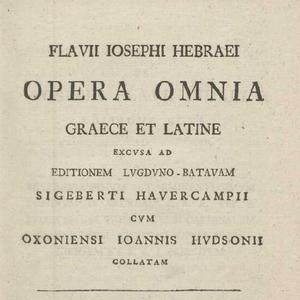 Flavii Iosephi Hebraei Opera omnia